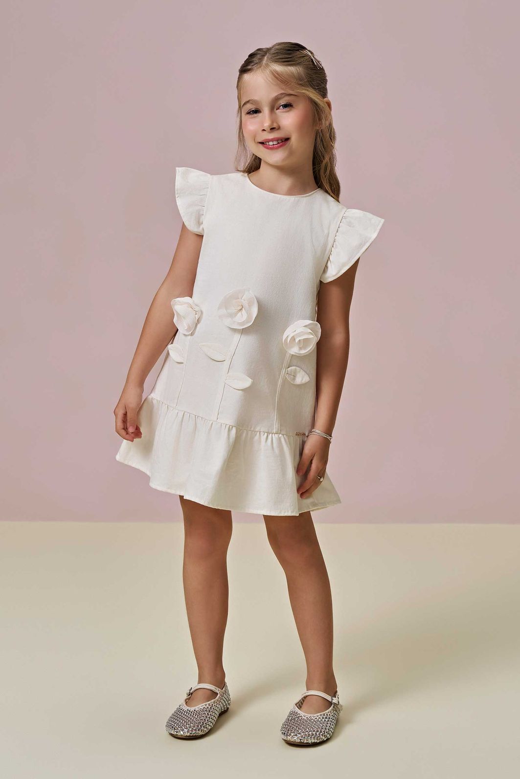 Vestido em sarja com elastano 97161 Infanti Infantil Menina Vestido em sarja com elastano 97161 Infanti Infantil Menina