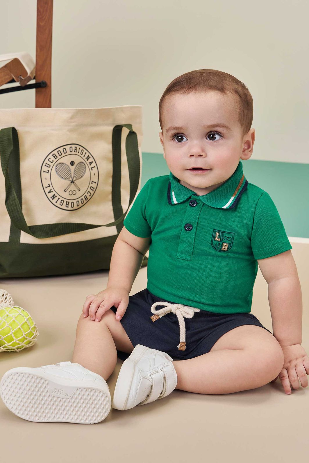 Conjunto de body polo em piquet com elastano e bermuda em linho santorine com elastano 98005 LucBoo Bebê Menino Conjunto de body polo em piquet com elastano e bermuda em linho santorine com elastano 98005 LucBoo Bebê Menino