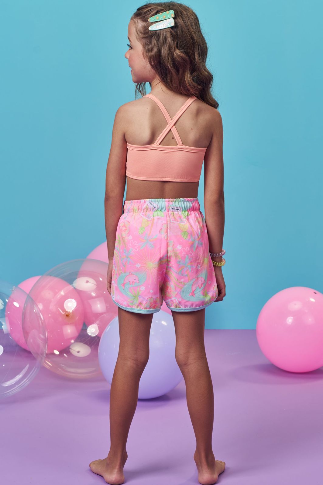 Shorts em nylon com elastano 99110 Kukiê Infantil Menina Shorts em nylon com elastano 99110 Kukiê Infantil Menina