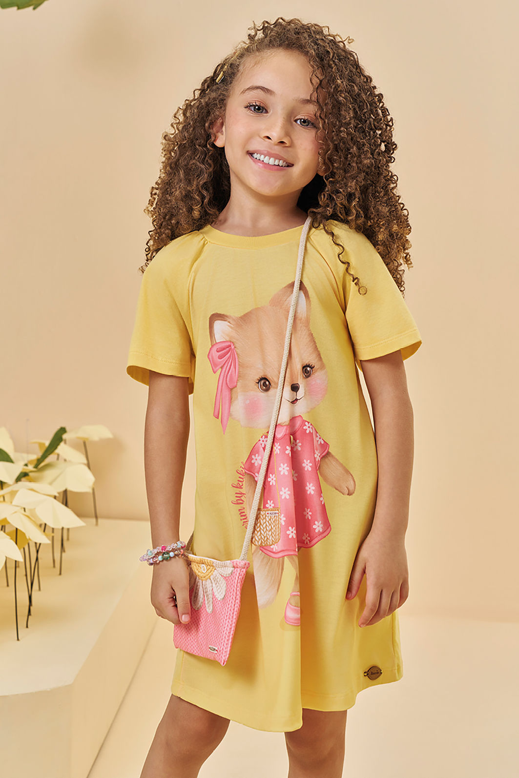 Vestido em meia malha. Acompanha bolsa 94786 Kukiê Infantil Menina Vestido em meia malha. Acompanha bolsa 94786 Kukiê Infantil Menina