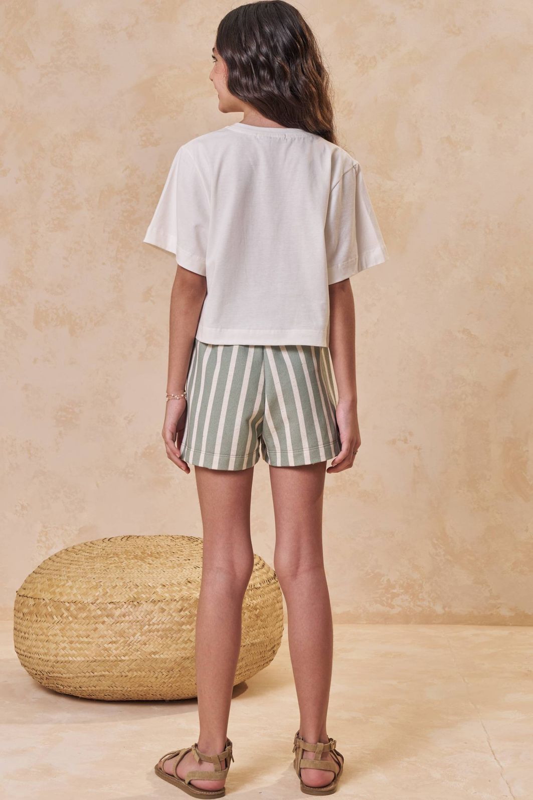 Conjunto de blusa em meia malha e shorts em moletom sem pelúcia 95322 Lilimoon Teen Menina