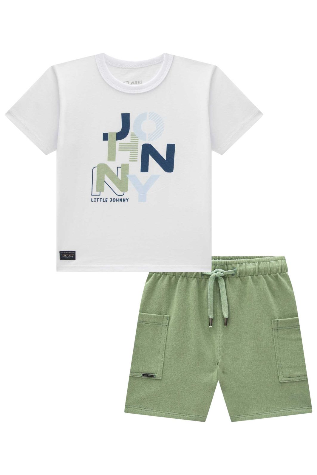 Conjunto de camiseta em meia malha e bermuda em moletwill com elastano 95482 Johnny Fox Teen Menino Conjunto de camiseta em meia malha e bermuda em moletwill com elastano 95482 Johnny Fox Teen Menino