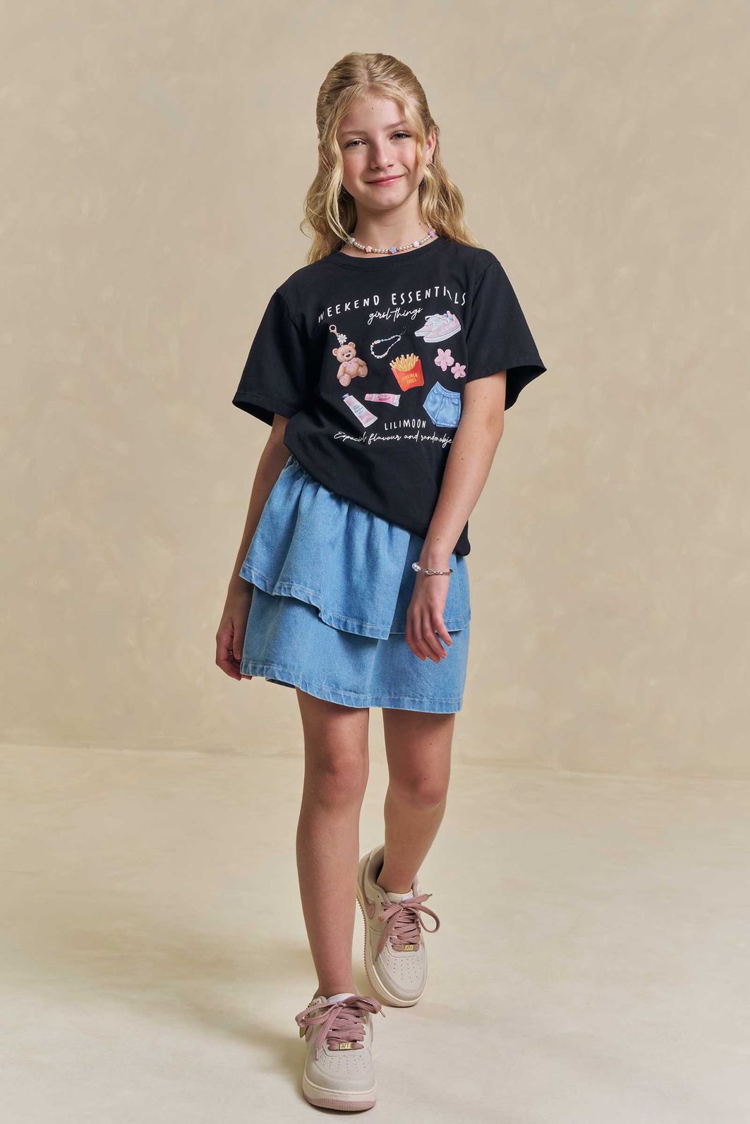 Camiseta comfy em meia malha 95059 Lilimoon Teen Menina Camiseta comfy em meia malha 95059 Lilimoon Teen Menina