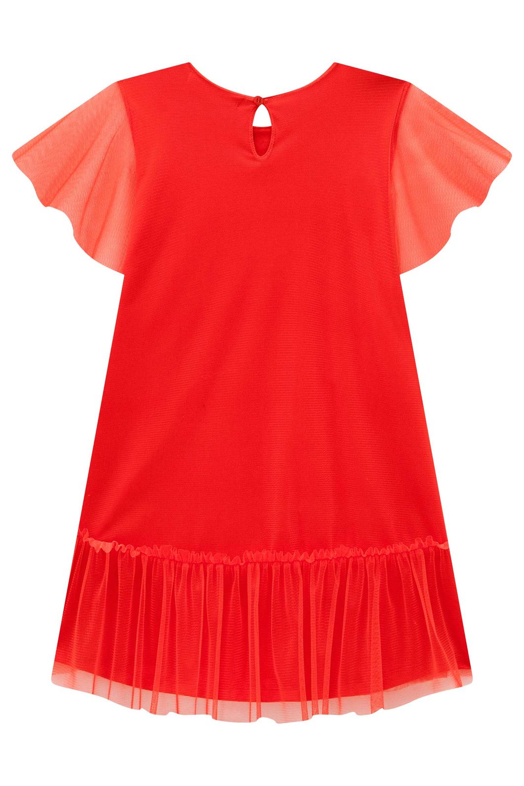 Vestido em cotton e tule com elastano 98900 Kukiê Infantil Menina Vestido em cotton e tule com elastano 98900 Kukiê Infantil Menina