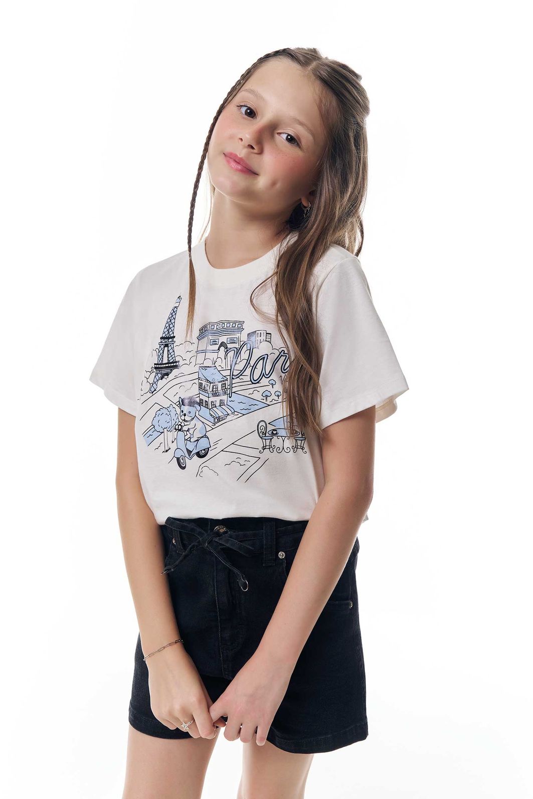 Shorts em jeans black com elastano 95609 Vic Teen Menina Shorts em jeans black com elastano 95609 Vic Teen Menina