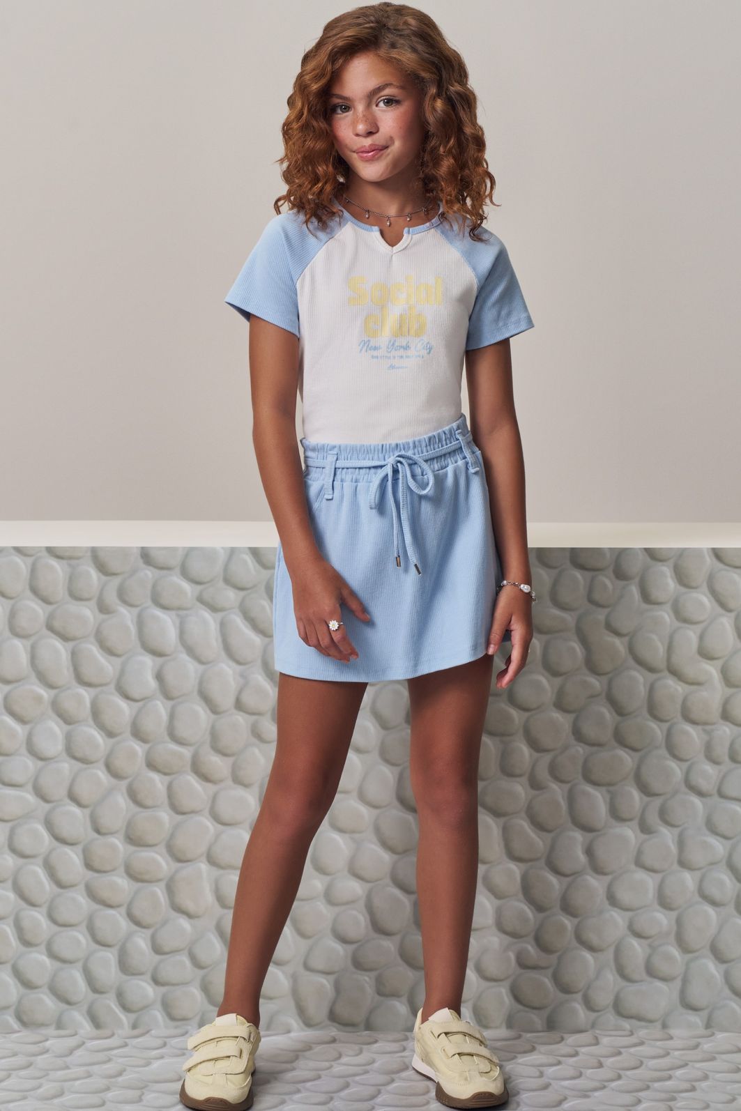 Conjunto de blusa e short saia em canelado liz 98953 Lilimoon Teen Menina Conjunto de blusa e short saia em canelado liz 98953 Lilimoon Teen Menina