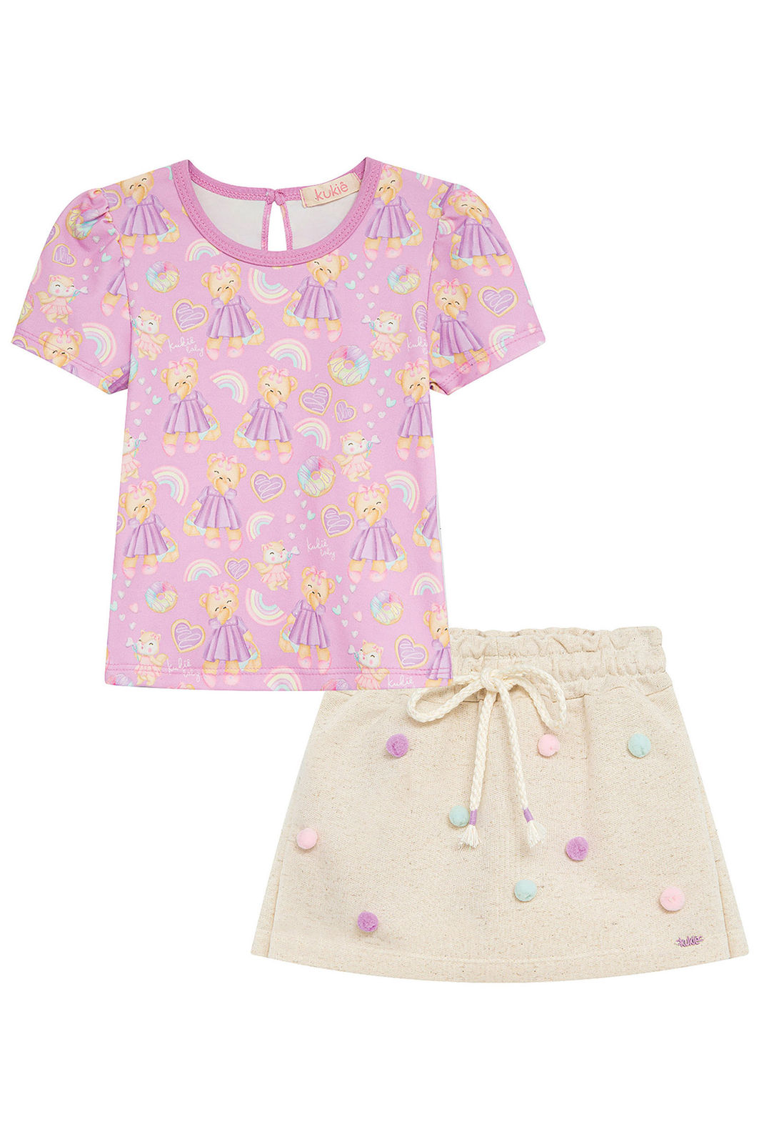 Conjunto de blusa em malha power e short saia em moletom sem pelúcia 94198 Kukiê Infantil Menina Conjunto de blusa em malha power e short saia em moletom sem pelúcia 94198 Kukiê Infantil Menina