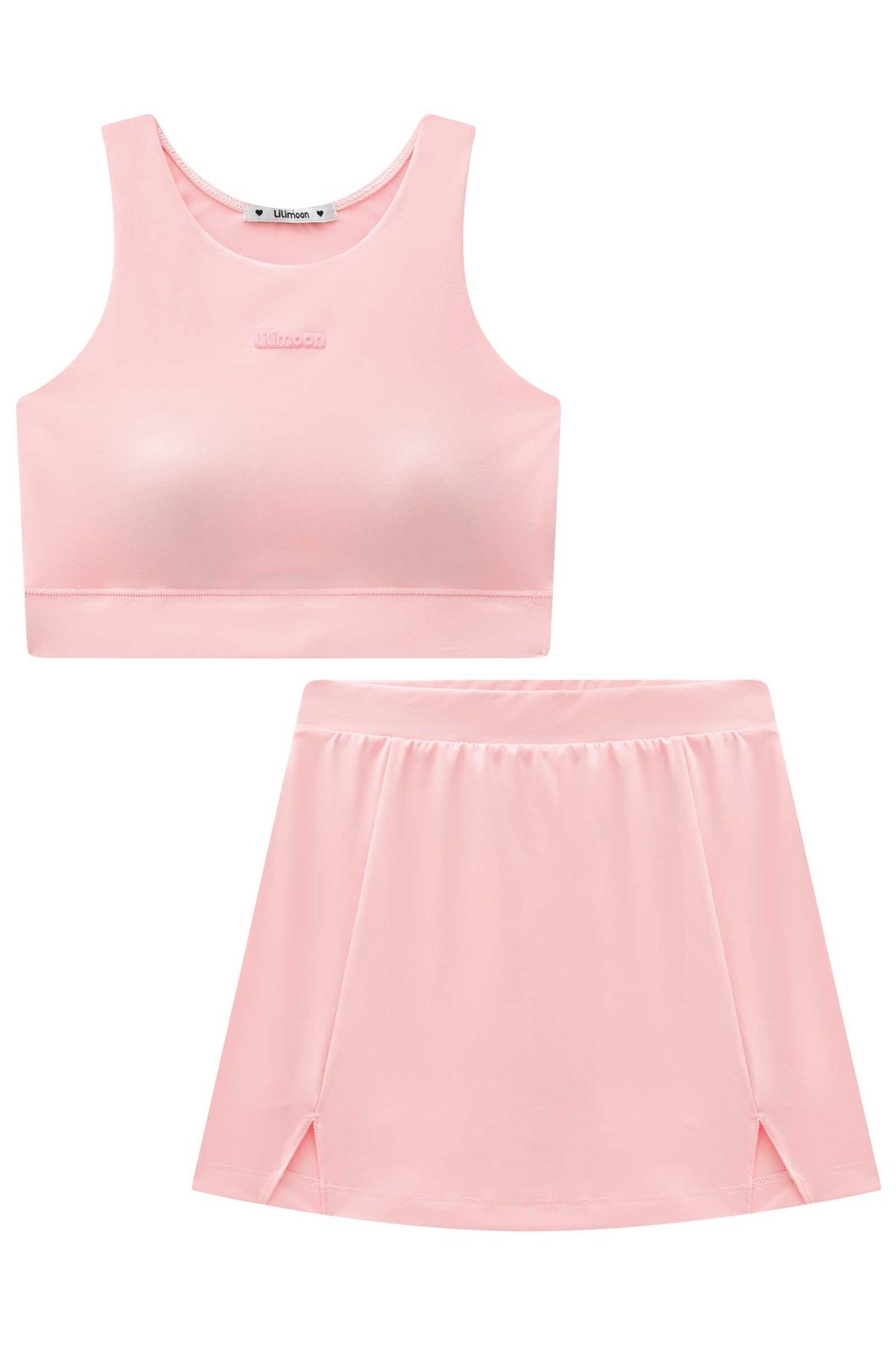 Conjunto de top e saia com shorts embutido em malha UV dry com proteção UV 50+ 96483 Lilimoon Teen Menina Conjunto de top e saia com shorts embutido em malha UV dry com proteção UV 50+ 96483 Lilimoon Teen Menina