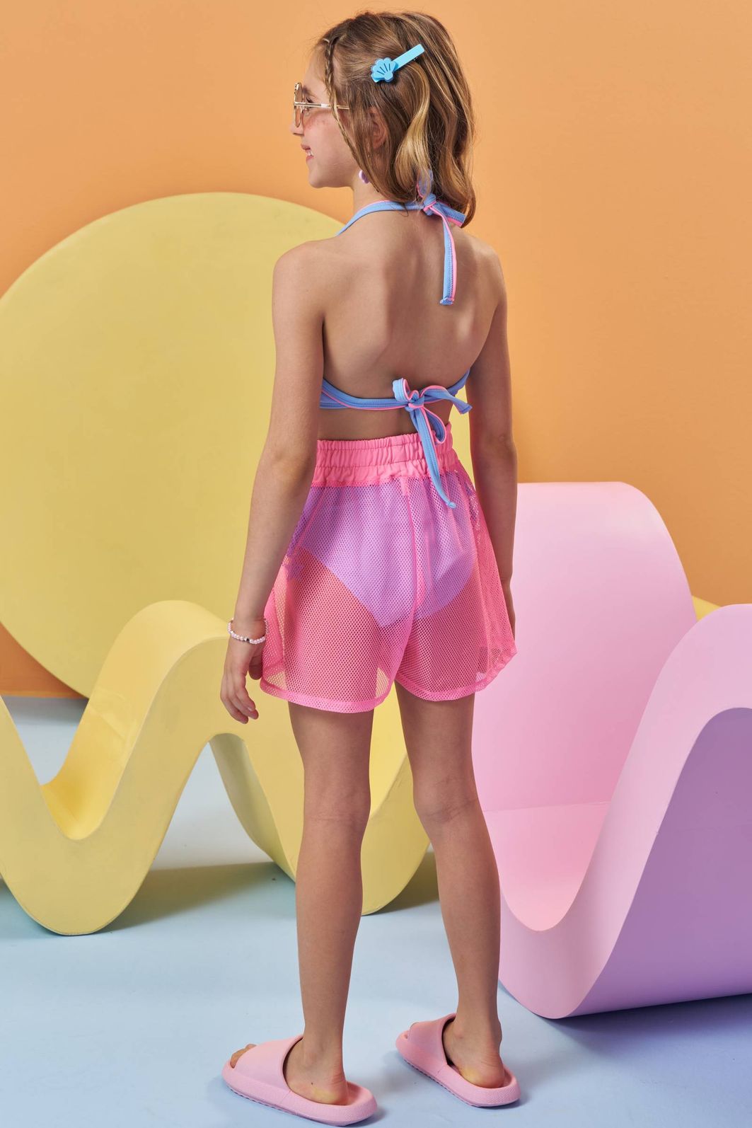 Shorts saída de praia em tela fashion 95550 Kukiê Infantil Menina Shorts saída de praia em tela fashion 95550 Kukiê Infantil Menina