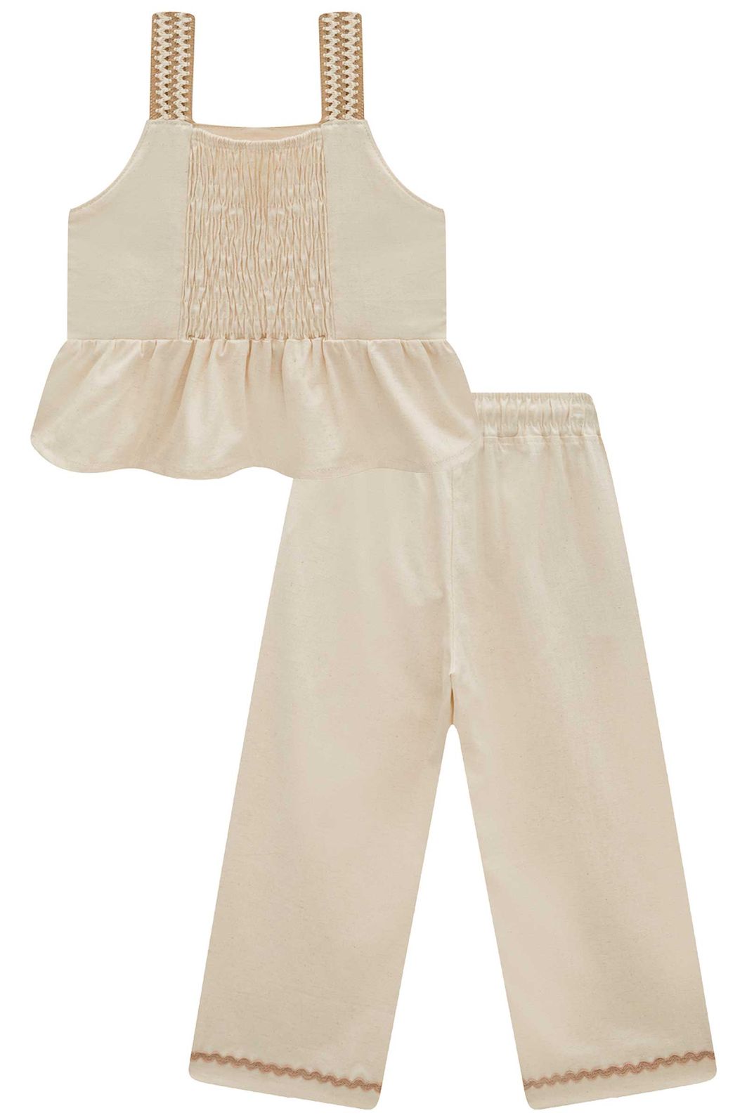 Conjunto de bata e calça mariner em linho com elastano 98536 Infanti Infantil Menina Conjunto de bata e calça mariner em linho com elastano 98536 Infanti Infantil Menina