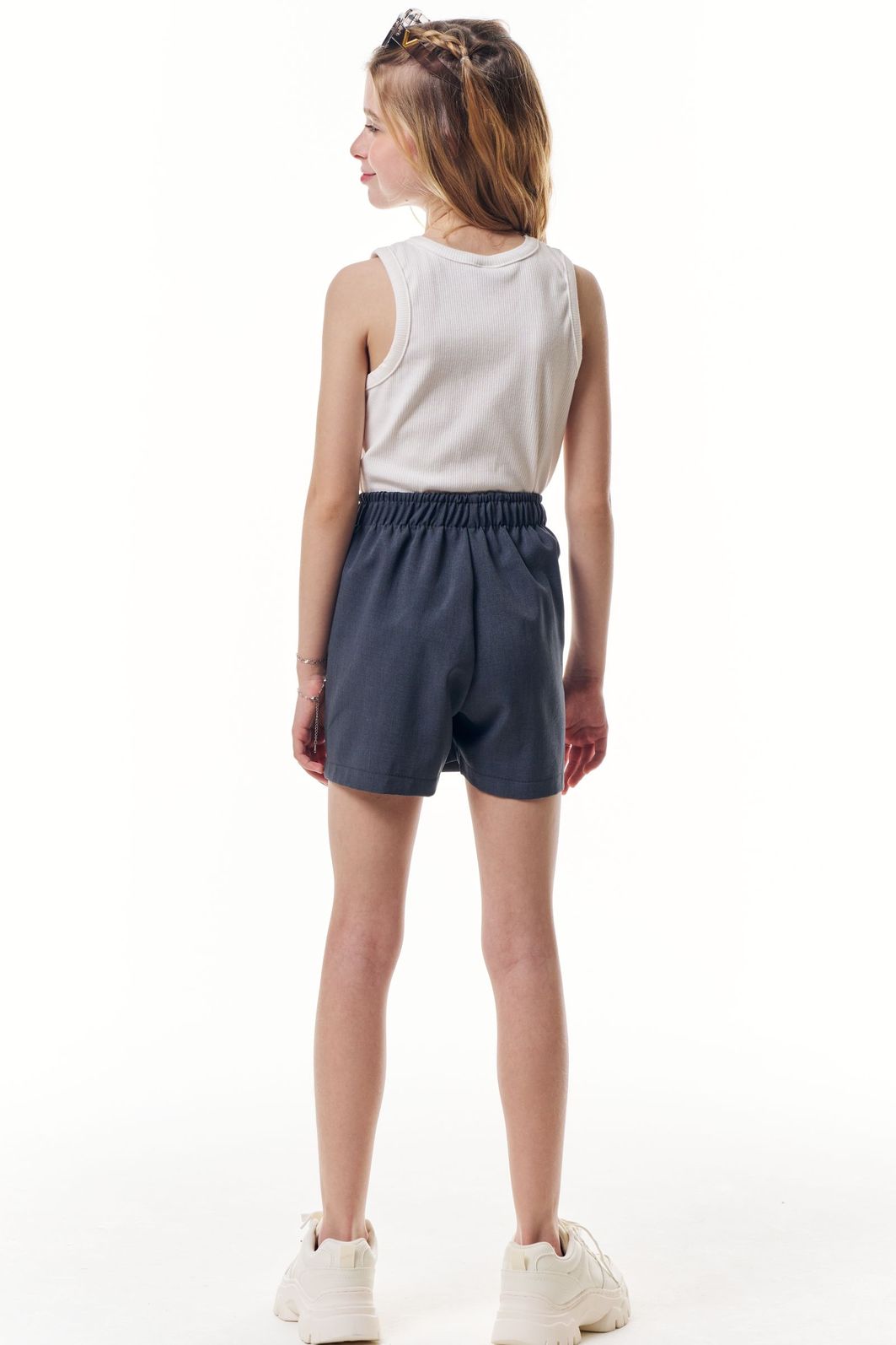Conjunto de regata em canelado liz e shorts em alfaiataria premium melange 95951 Vic Teen Menina