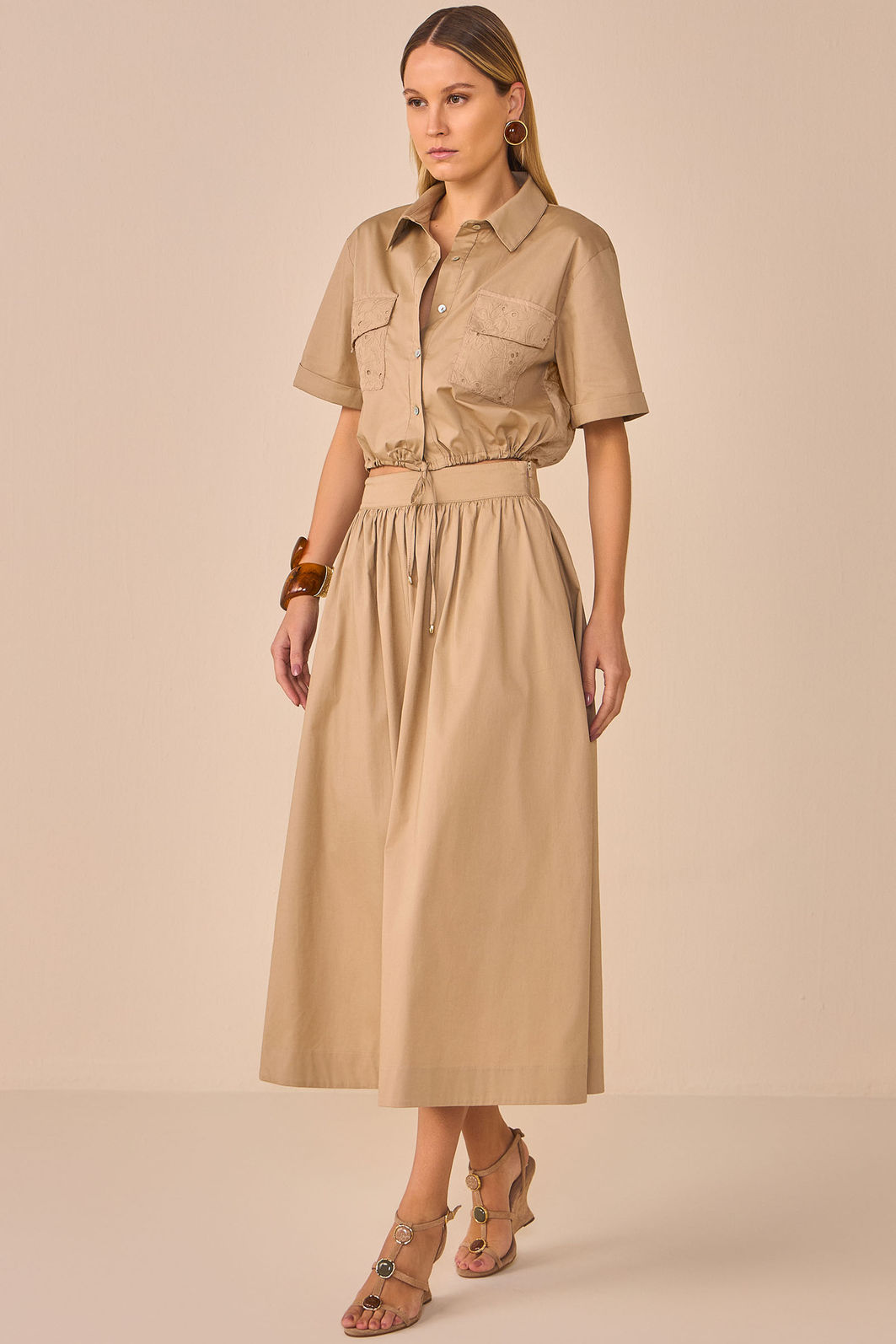 Saia maxi midi em tricoline premium com elastano 95851 Linzzi Saia maxi midi em tricoline premium com elastano 95851 Linzzi
