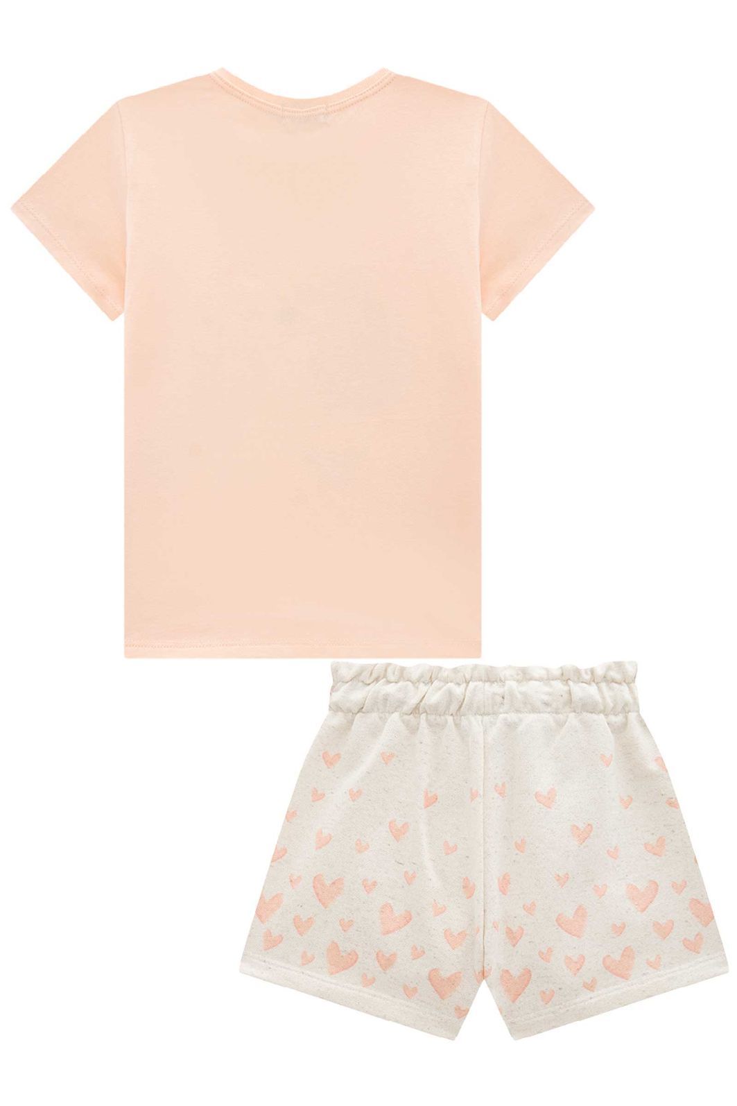 Conjunto de blusa em meia malha e shorts em moletom linho sem pelúcia 96345 Infanti Infantil Menina