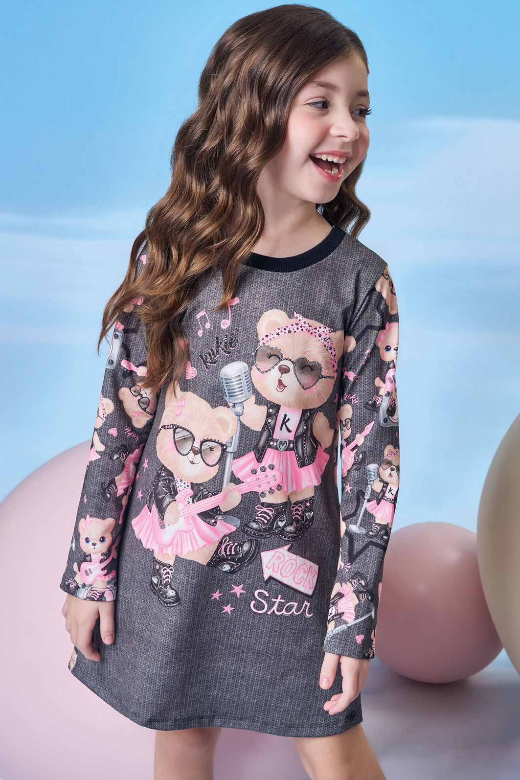 Vestido em termoskin peluciado 89569 Kukiê Infantil Menina Vestido em termoskin peluciado 89569 Kukiê Infantil Menina