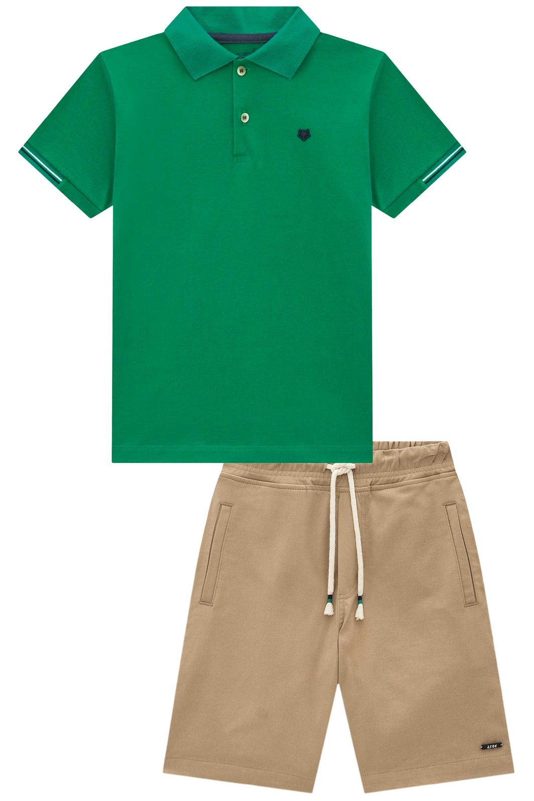 Conjunto de camisa polo em piquet com elastano e bermuda em sarja girassol com elastano 98974 Johnny Fox Teen Menino Conjunto de camisa polo em piquet com elastano e bermuda em sarja girassol com elastano 98974 Johnny Fox Teen Menino