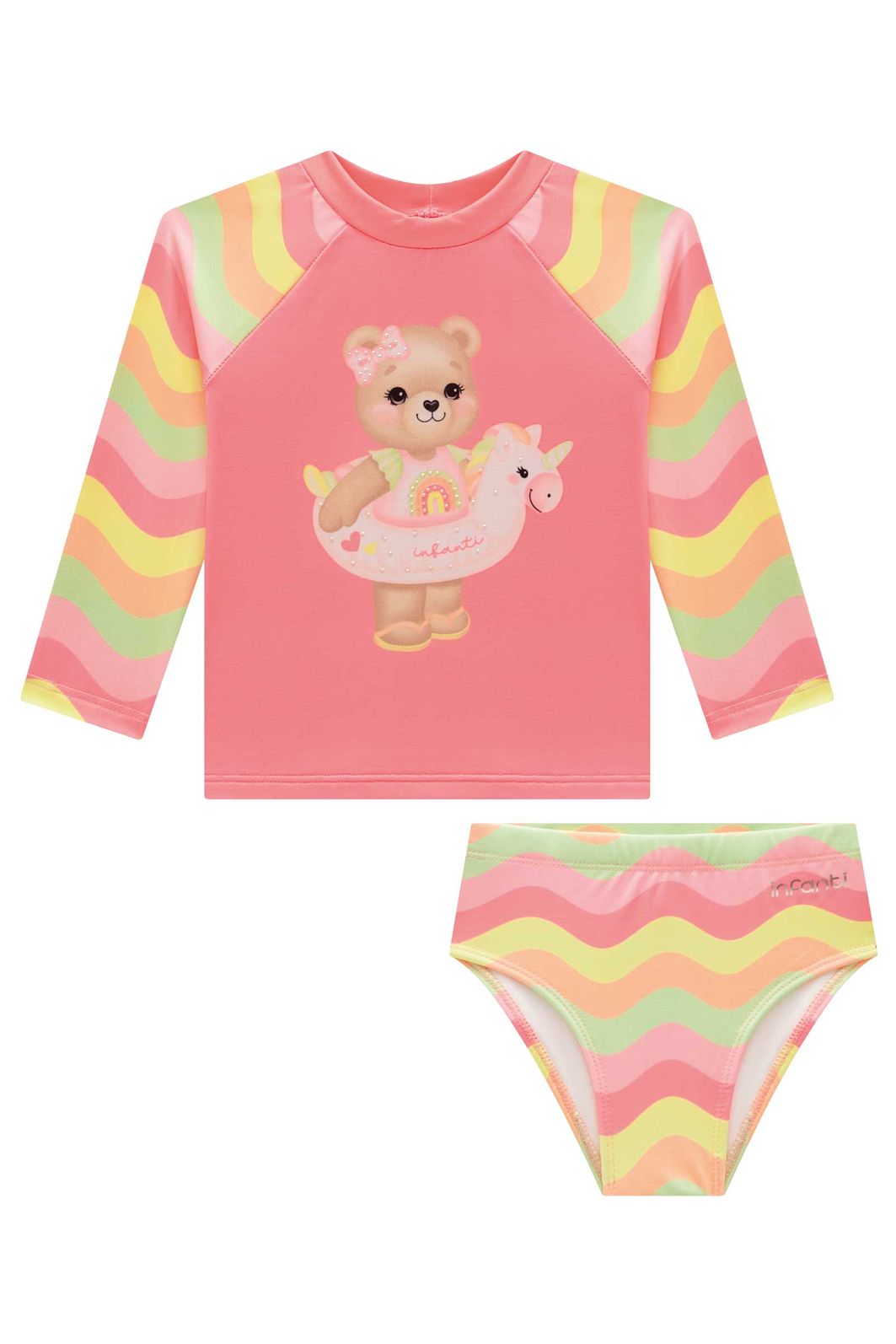 Conjunto de blusa e calcinha em malha UV dry com proteção UV 50+ 95668 Infanti Bebê Menina Conjunto de blusa e calcinha em malha UV dry com proteção UV 50+ 95668 Infanti Bebê Menina
