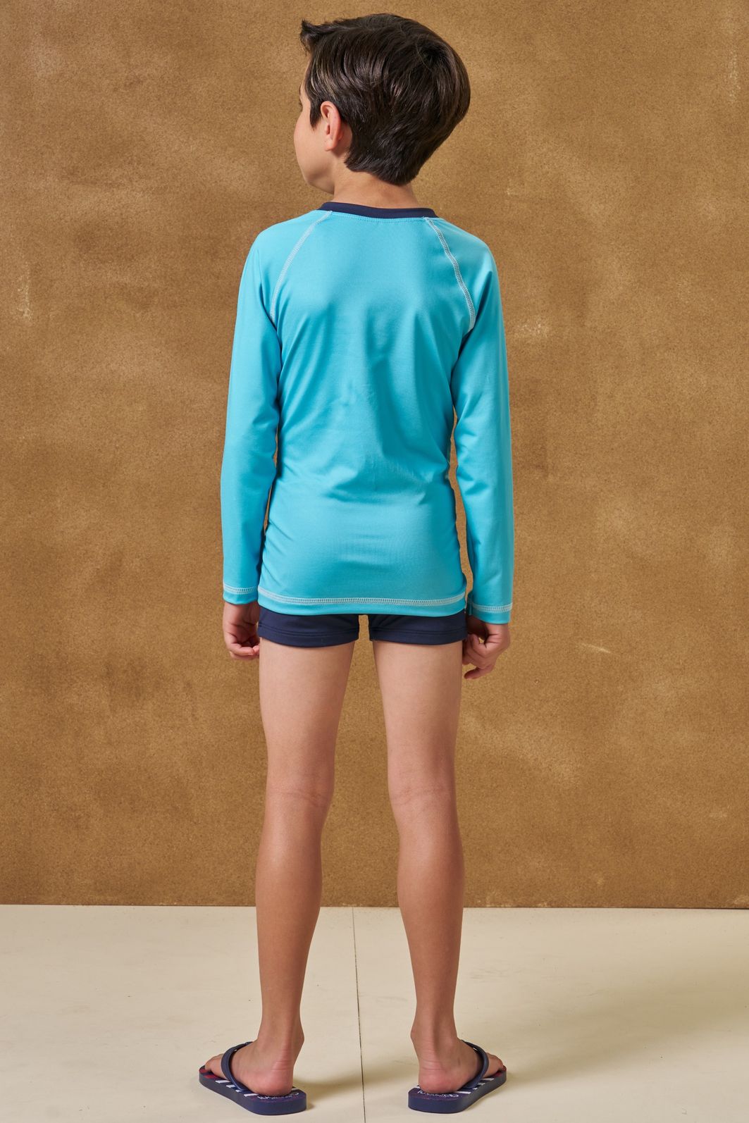 Conjunto de camiseta e sunga em malha UV dry com proteção UV50+ 96173 LucBoo Infantil Menino Conjunto de camiseta e sunga em malha UV dry com proteção UV50+ 96173 LucBoo Infantil Menino
