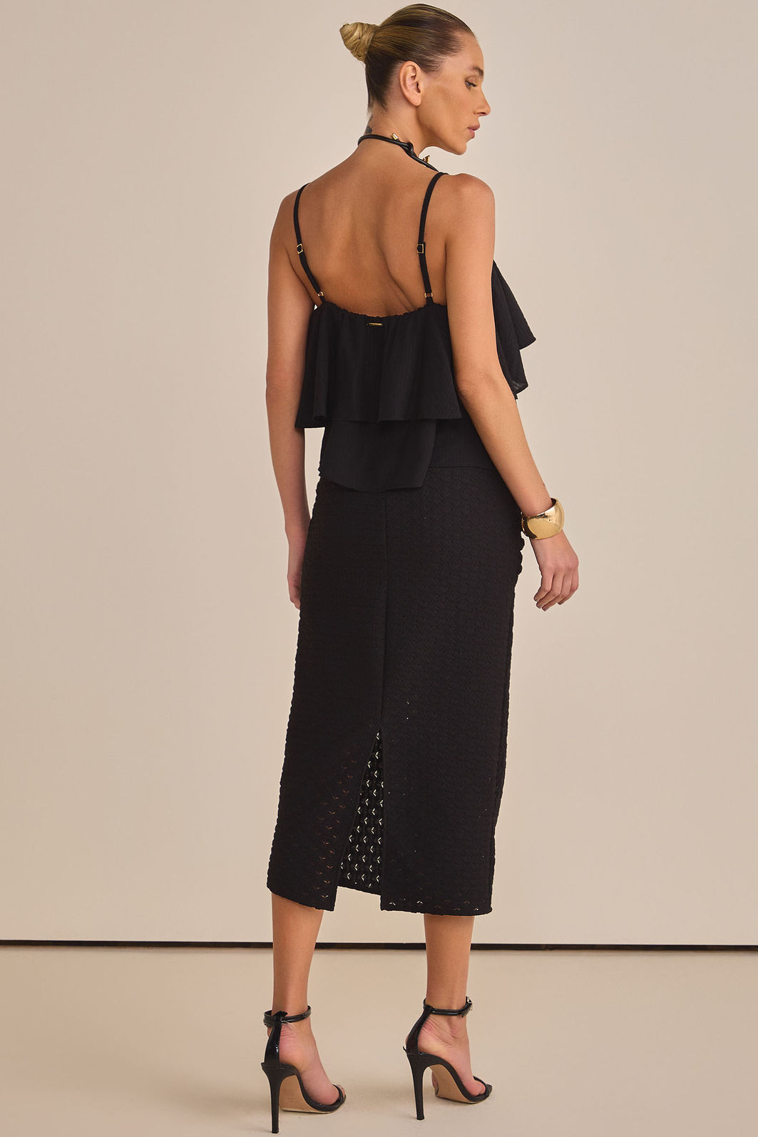 Bata em chiffon jacquard listrado 91898 Linzzi