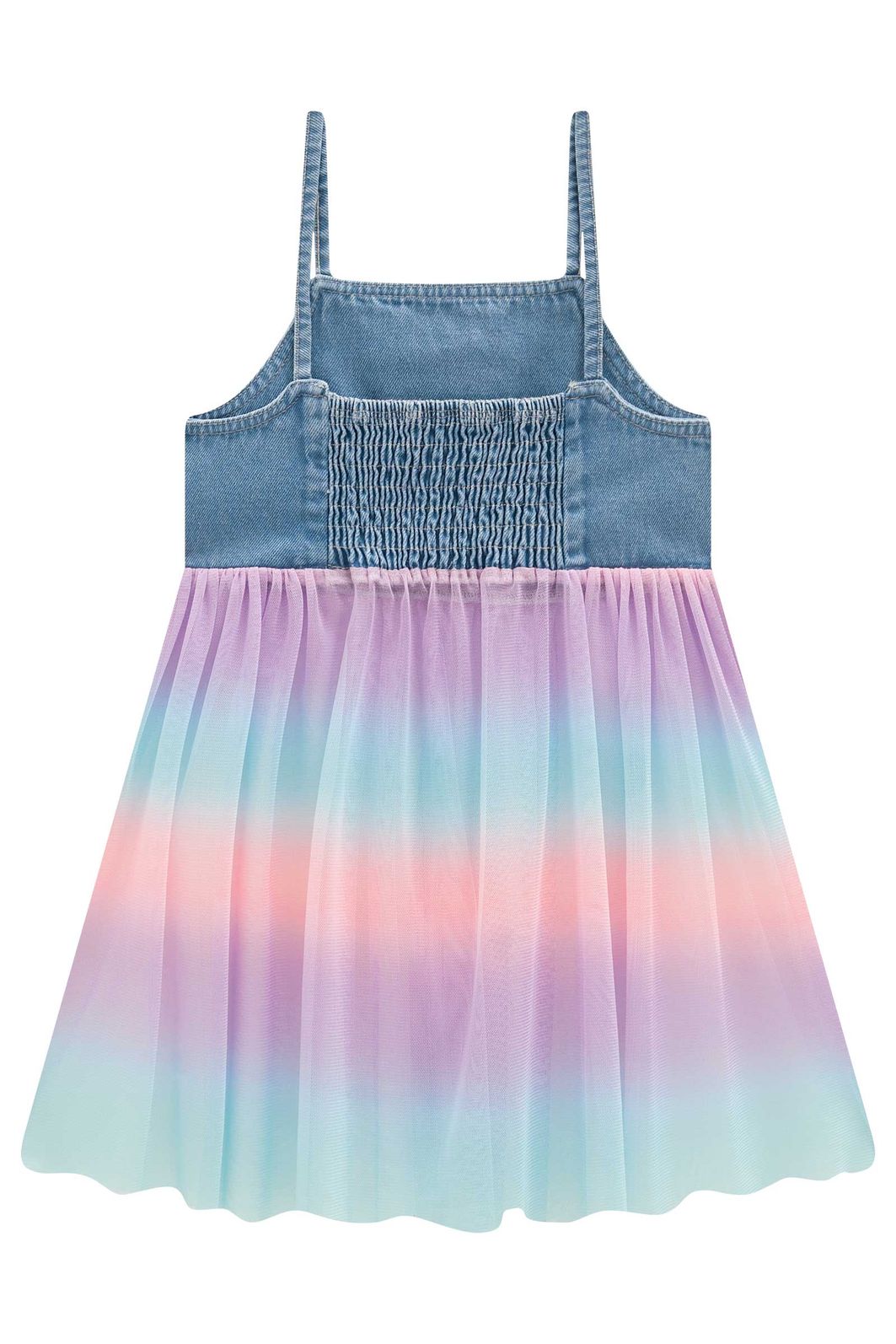 Conjunto de vestido em malha power e sobreposição em jeans e tule 97953 Infanti Infantil Menina Conjunto de vestido em malha power e sobreposição em jeans e tule 97953 Infanti Infantil Menina