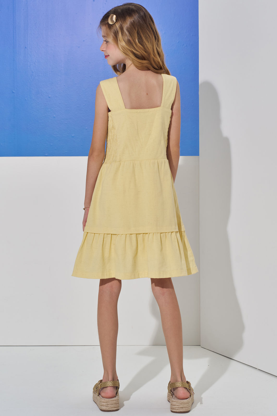 Vestido em linho com elastano 98874 Vic Teen Menina Vestido em linho com elastano 98874 Vic Teen Menina