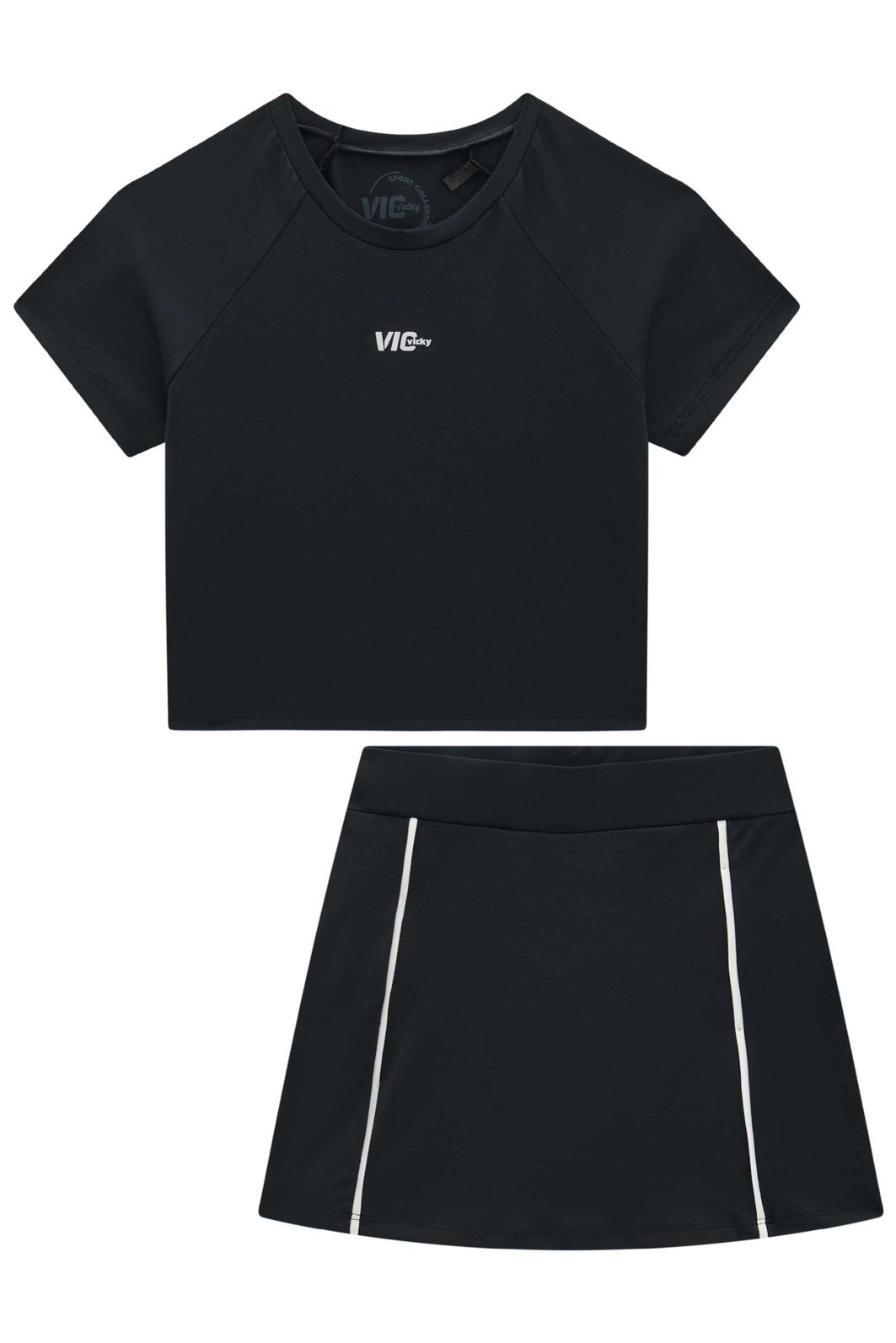 Conjunto de blusa e short saia em malha UV50 96532 Vic Teen Menina Conjunto de blusa e short saia em malha UV50 96532 Vic Teen Menina