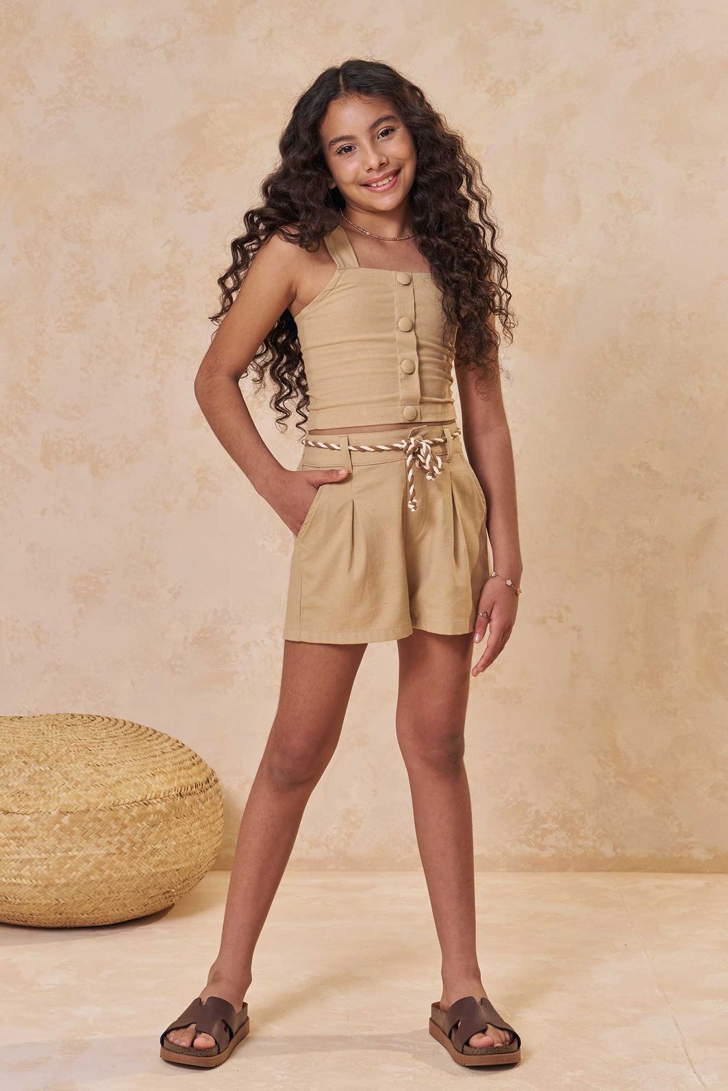 Conjunto de top e shorts em linho santorine 95200 Lilimoon Teen Menina Conjunto de top e shorts em linho santorine 95200 Lilimoon Teen Menina