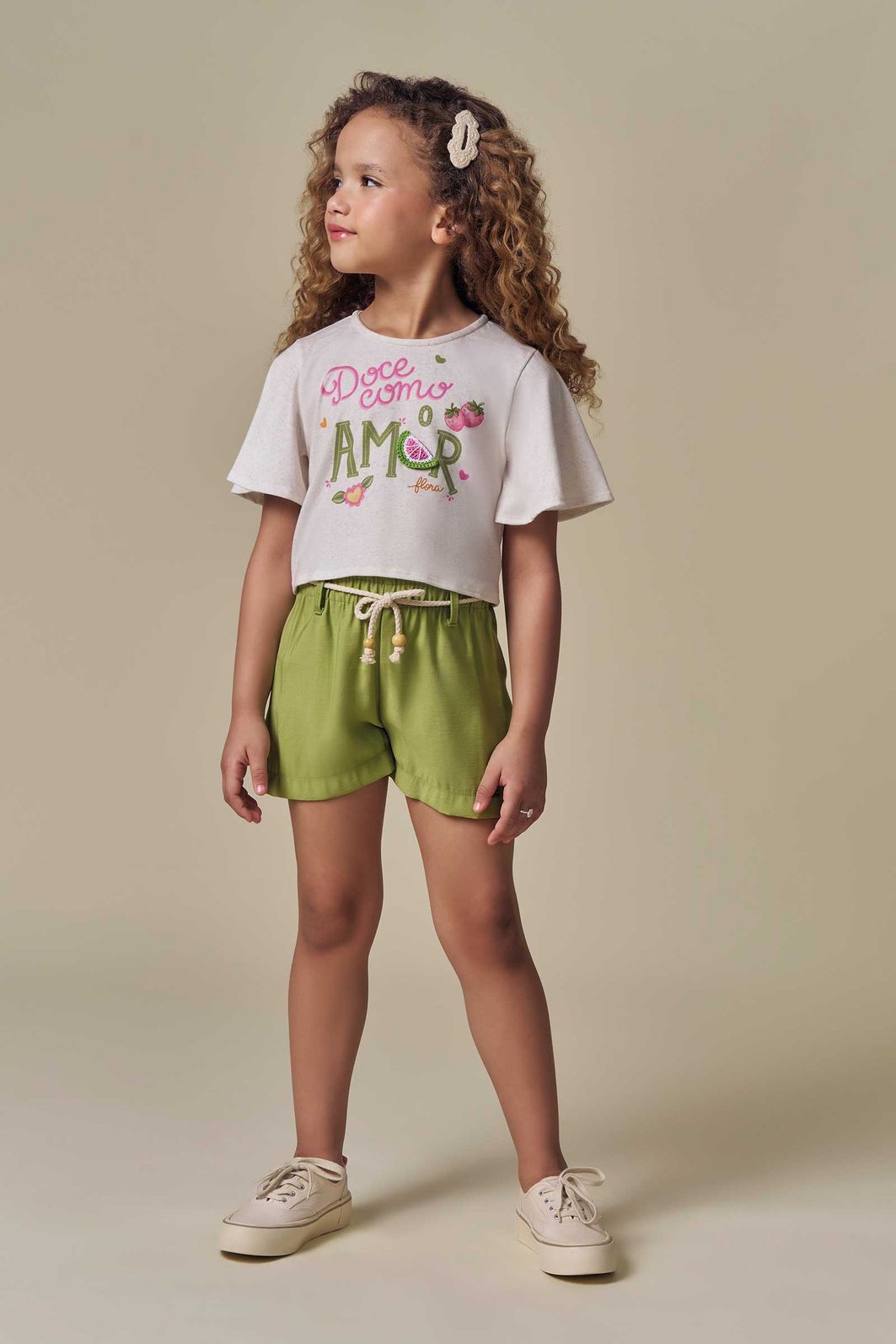 Conjunto de blusa em malha fresh com shorts em blend de viscose 93228 Infanti Infantil Menina Conjunto de blusa em malha fresh com shorts em blend de viscose 93228 Infanti Infantil Menina