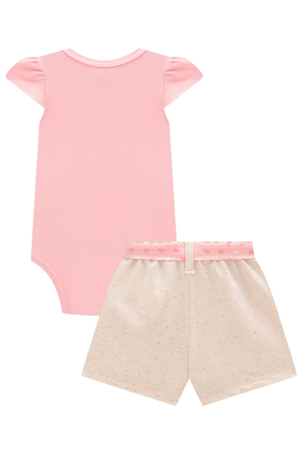 Conjunto de body em suedine com shorts em moletom sem pelúcia 99187 Infanti Bebê Menina Conjunto de body em suedine com shorts em moletom sem pelúcia 99187 Infanti Bebê Menina