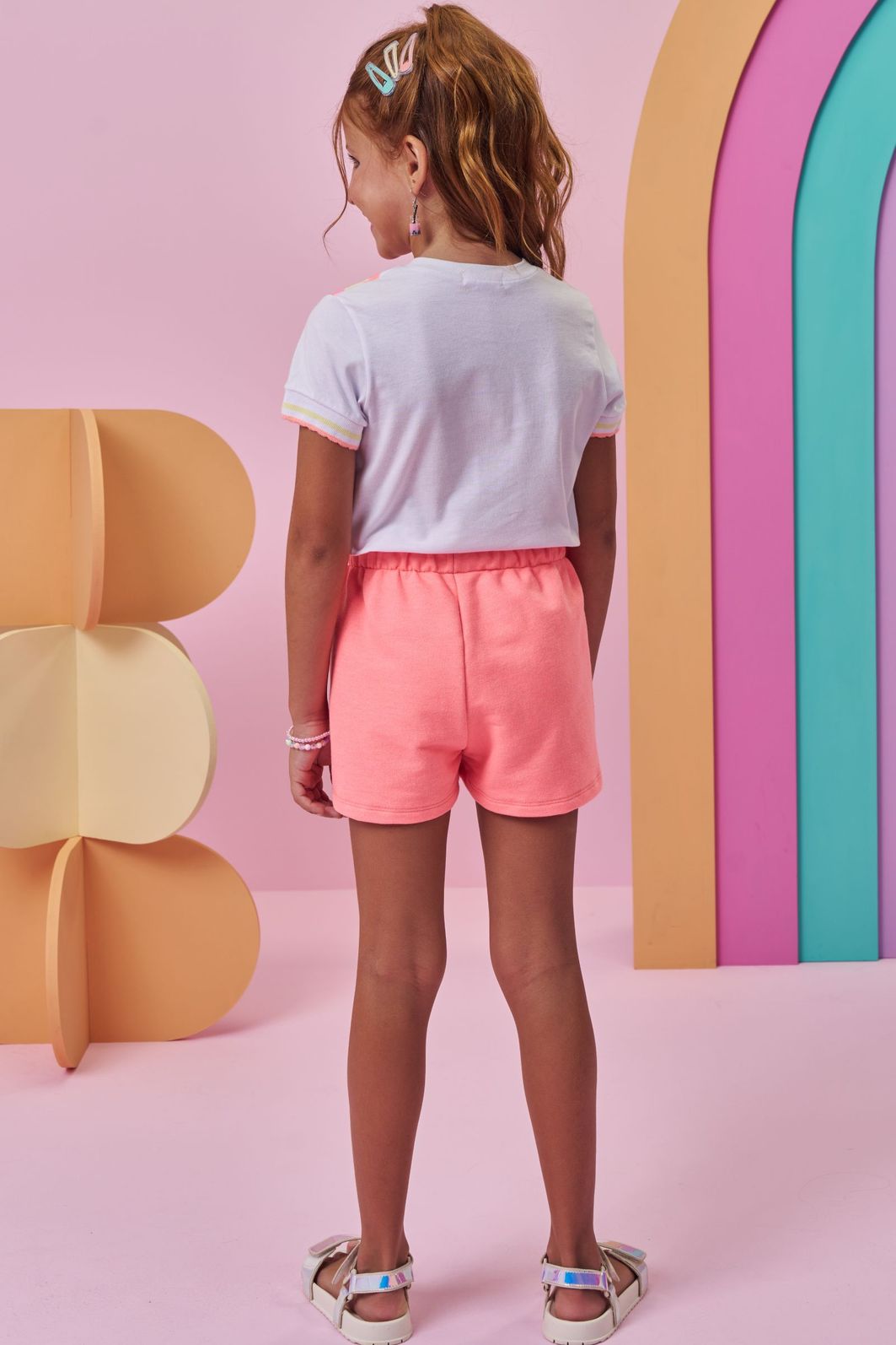 Conjunto de blusa em meia malha e shorts em moletom sem pelúcia 99378 Kukiê Infantil Menina Conjunto de blusa em meia malha e shorts em moletom sem pelúcia 99378 Kukiê Infantil Menina
