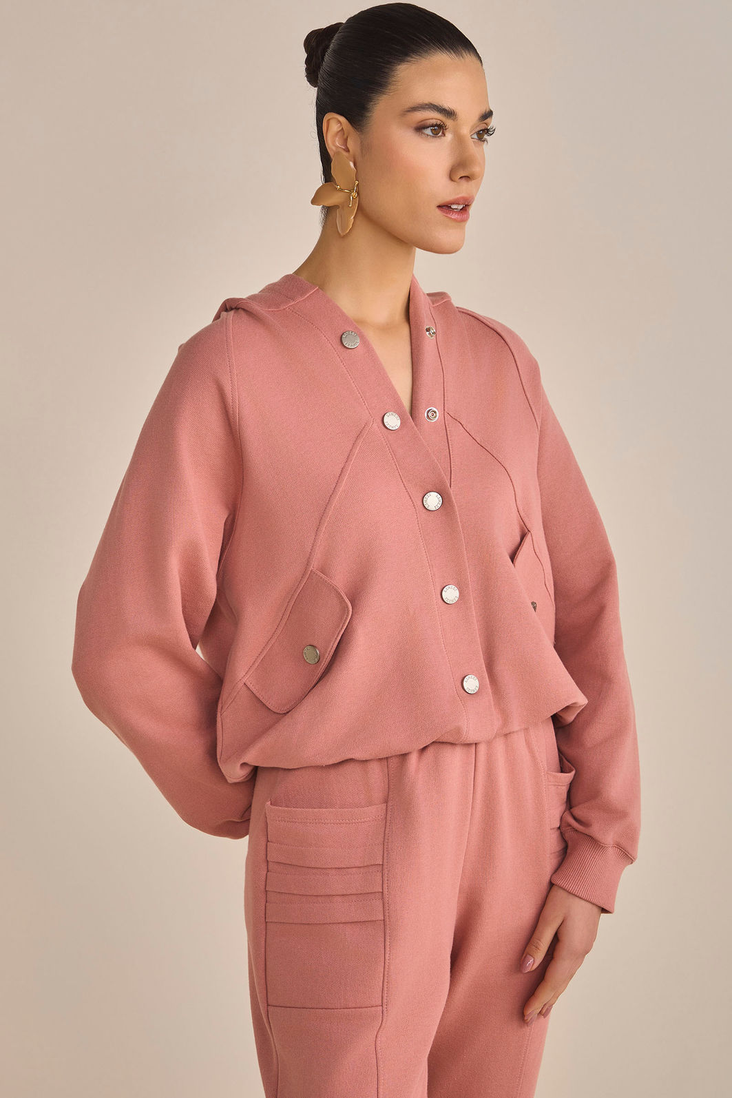 Jaqueta oversized em moletom sem pelúcia 92237 Linzzi