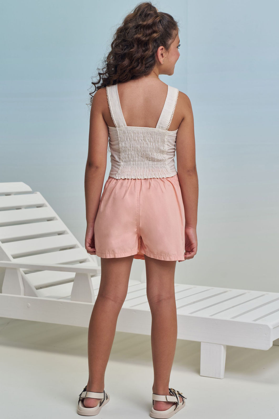 Conjunto de blusa em verano linho e short saia em sarja com elastano 99460 Lilimoon Teen Menina Conjunto de blusa em verano linho e short saia em sarja com elastano 99460 Lilimoon Teen Menina
