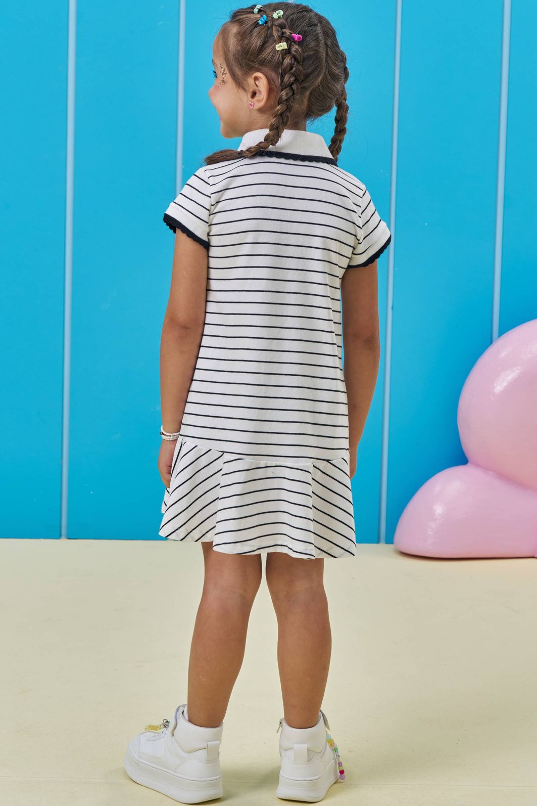 Vestido em cotton fio tinto 95327 Kukiê Infantil Menina Vestido em cotton fio tinto 95327 Kukiê Infantil Menina