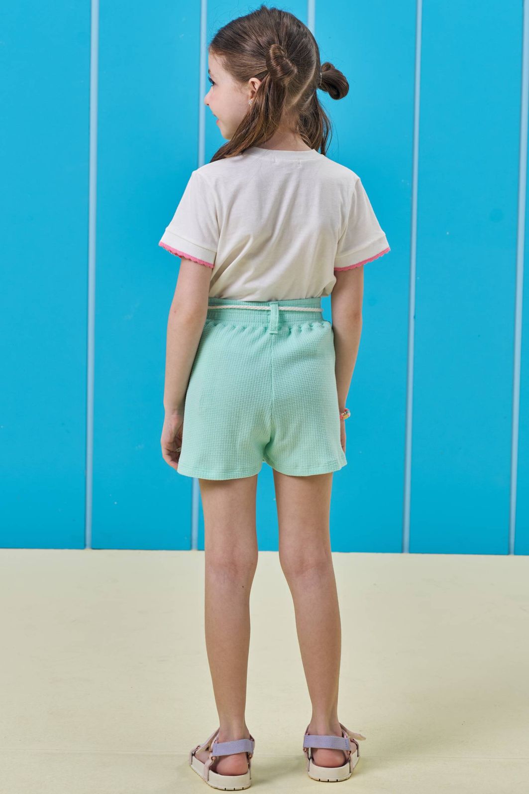 Conjunto de blusa em meia malha e short saia em malha waffle 96587 Kukiê Infantil Menina Conjunto de blusa em meia malha e short saia em malha waffle 96587 Kukiê Infantil Menina