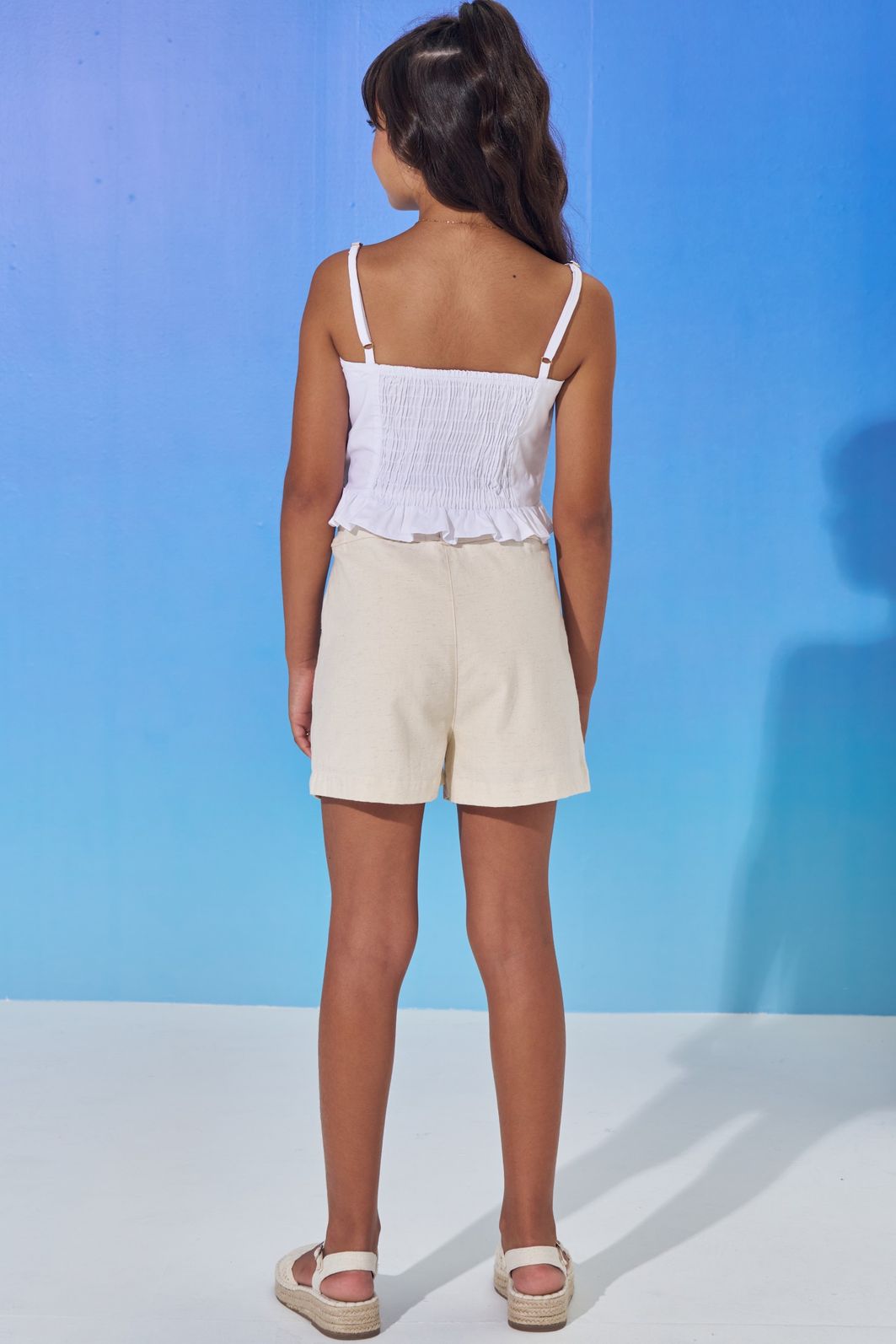 Shorts em linho com elastano 98197 Vic Teen Menina Shorts em linho com elastano 98197 Vic Teen Menina