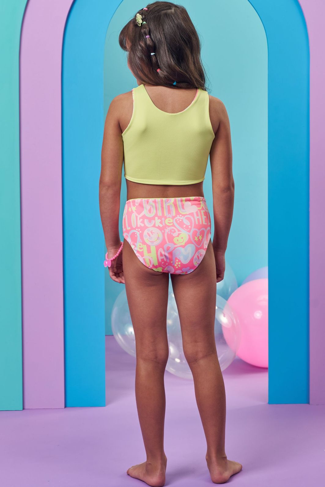 Maiô reversível em malha com proteção UV50+ 98997 Kukiê Infantil Menina Maiô reversível em malha com proteção UV50+ 98997 Kukiê Infantil Menina
