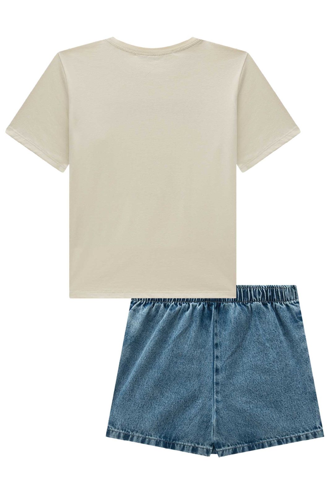 Conjunto de camiseta over em meia malha e short saia em jeans wishita 98780 Lilimoon Teen Menina Conjunto de camiseta over em meia malha e short saia em jeans wishita 98780 Lilimoon Teen Menina