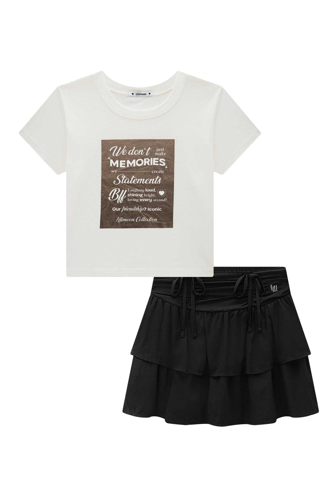 Conjunto de blusa em meia malha e saia em viscolinho summer 95916 Lilimoon Teen Menina Conjunto de blusa em meia malha e saia em viscolinho summer 95916 Lilimoon Teen Menina
