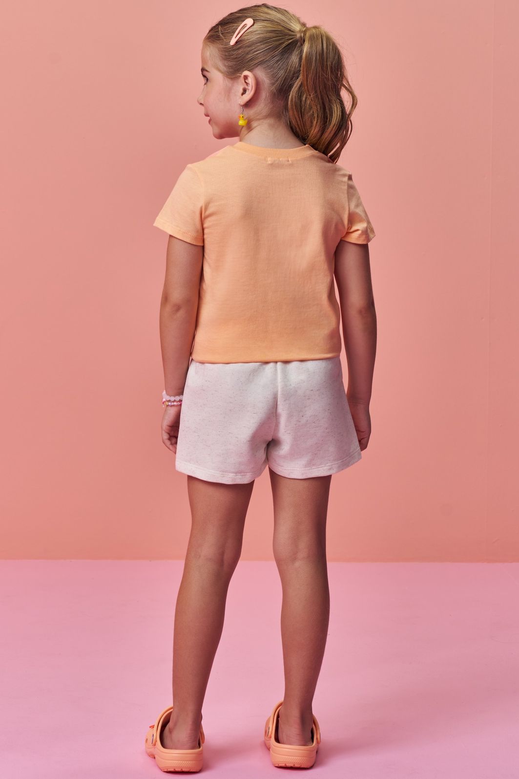 Conjunto de blusa em meia malha e shorts em moletom sem pelúcia 98372 Infanti Infantil Menina Conjunto de blusa em meia malha e shorts em moletom sem pelúcia 98372 Infanti Infantil Menina