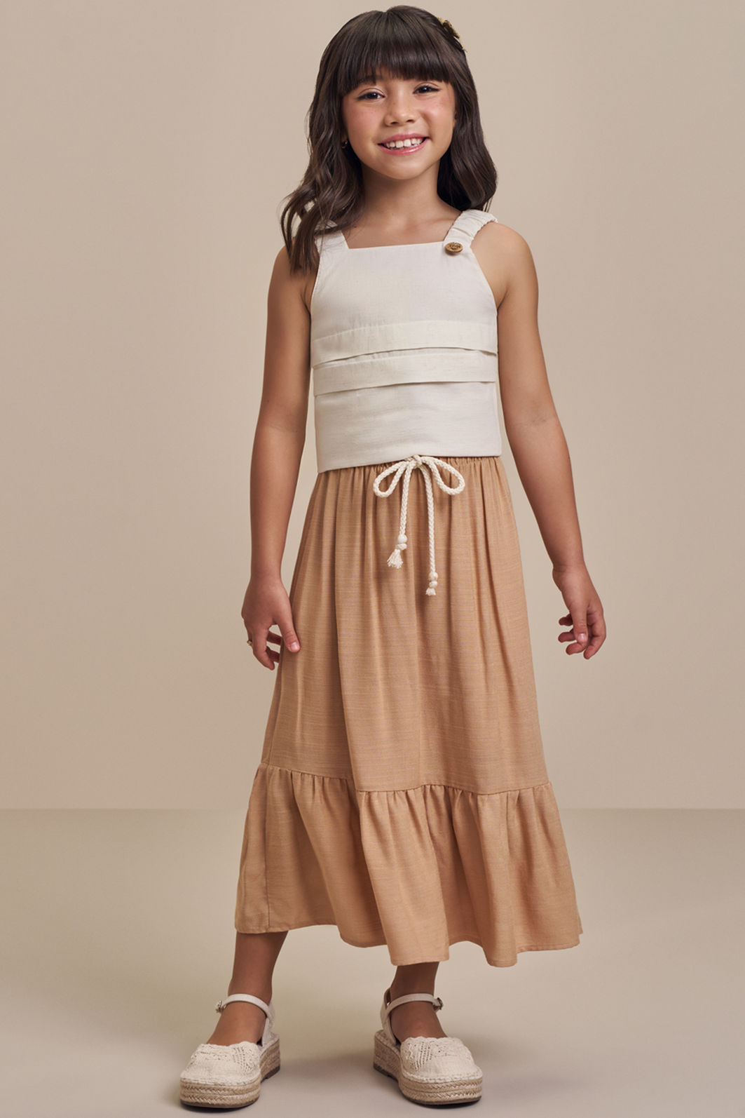 Conjunto de blusa em linho deluxe com saia midi em viscose 99162 Infanti Infantil Menina Conjunto de blusa em linho deluxe com saia midi em viscose 99162 Infanti Infantil Menina