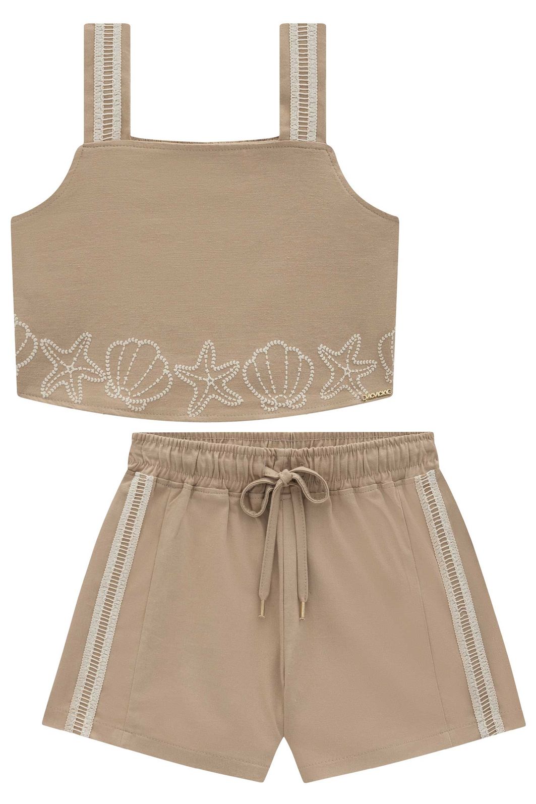 Conjunto de regata e shorts em sarja com elastano 94965 Vic Teen Menina Conjunto de regata e shorts em sarja com elastano 94965 Vic Teen Menina