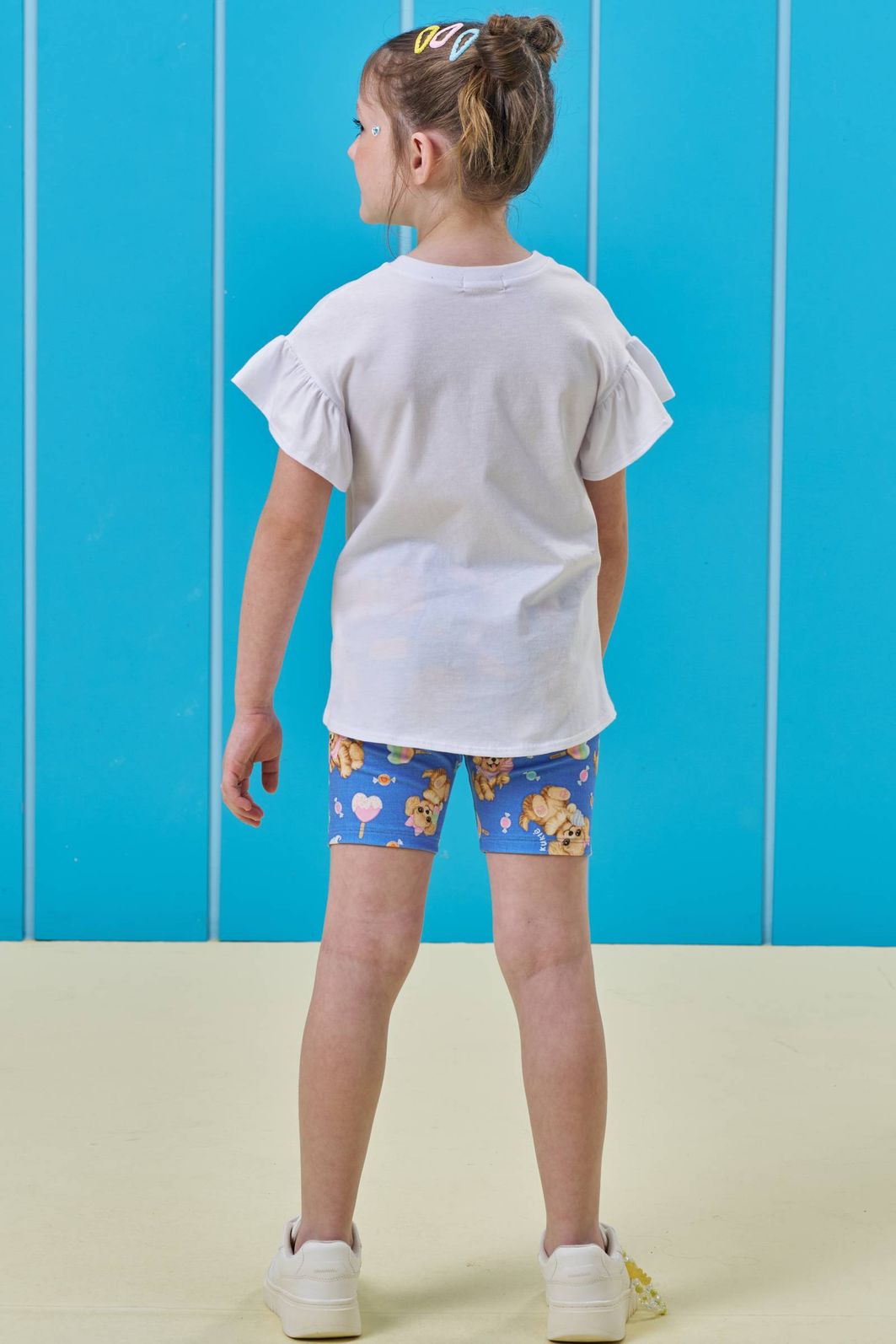 Conjunto de blusa em meia malha e bermuda biker em molecotton 96679 Kukiê Infantil Menina Conjunto de blusa em meia malha e bermuda biker em molecotton 96679 Kukiê Infantil Menina