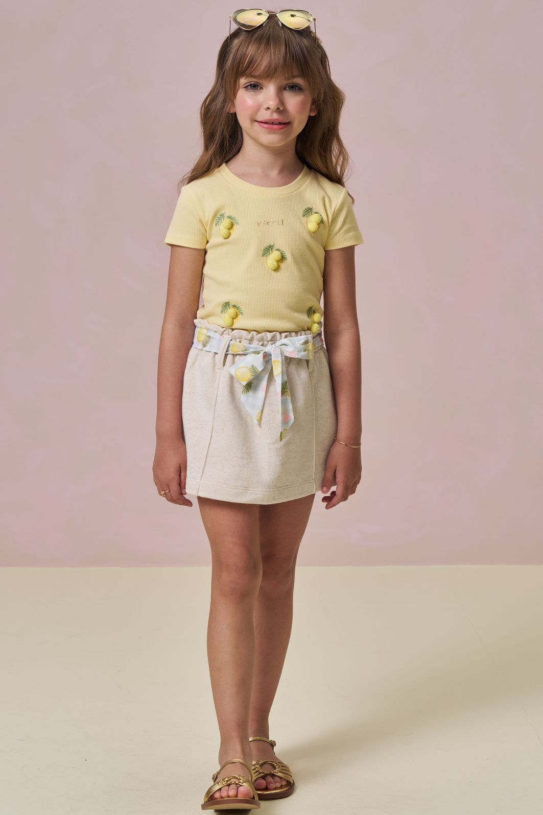 Conjunto de blusa em canelado liz e short saia em moletom linho sem pelúcia 95886 Infanti Infantil Menina Conjunto de blusa em canelado liz e short saia em moletom linho sem pelúcia 95886 Infanti Infantil Menina