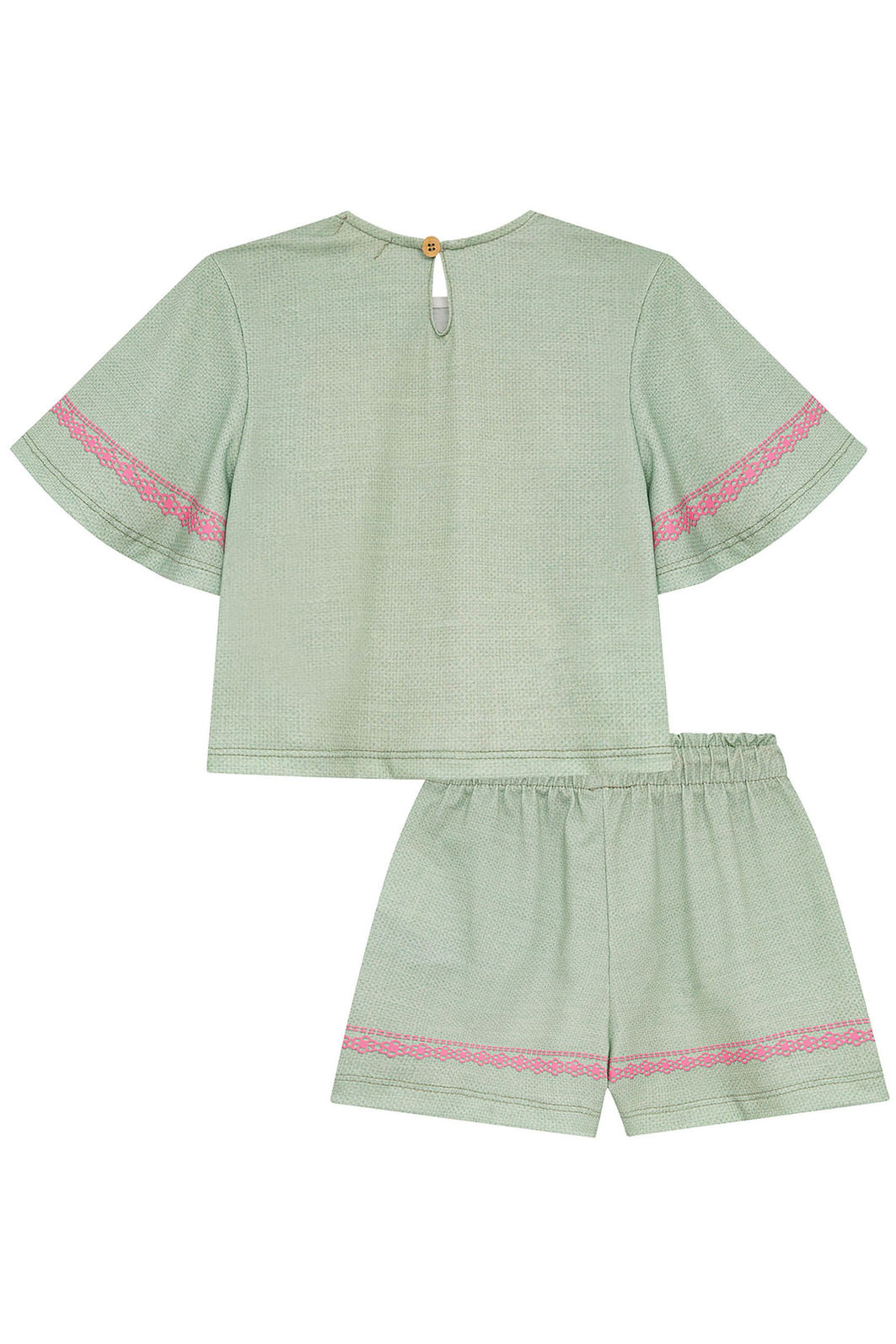 Conjunto de blusa e shorts em malha fresh 95020 Kukiê Infantil Menina