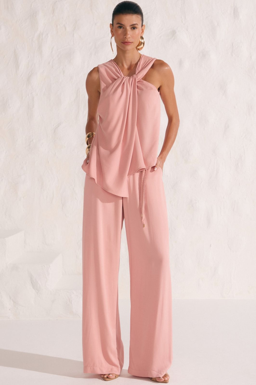 Calça reta em blend de viscose 88314 Linzzi Calça reta em blend de viscose 88314 Linzzi