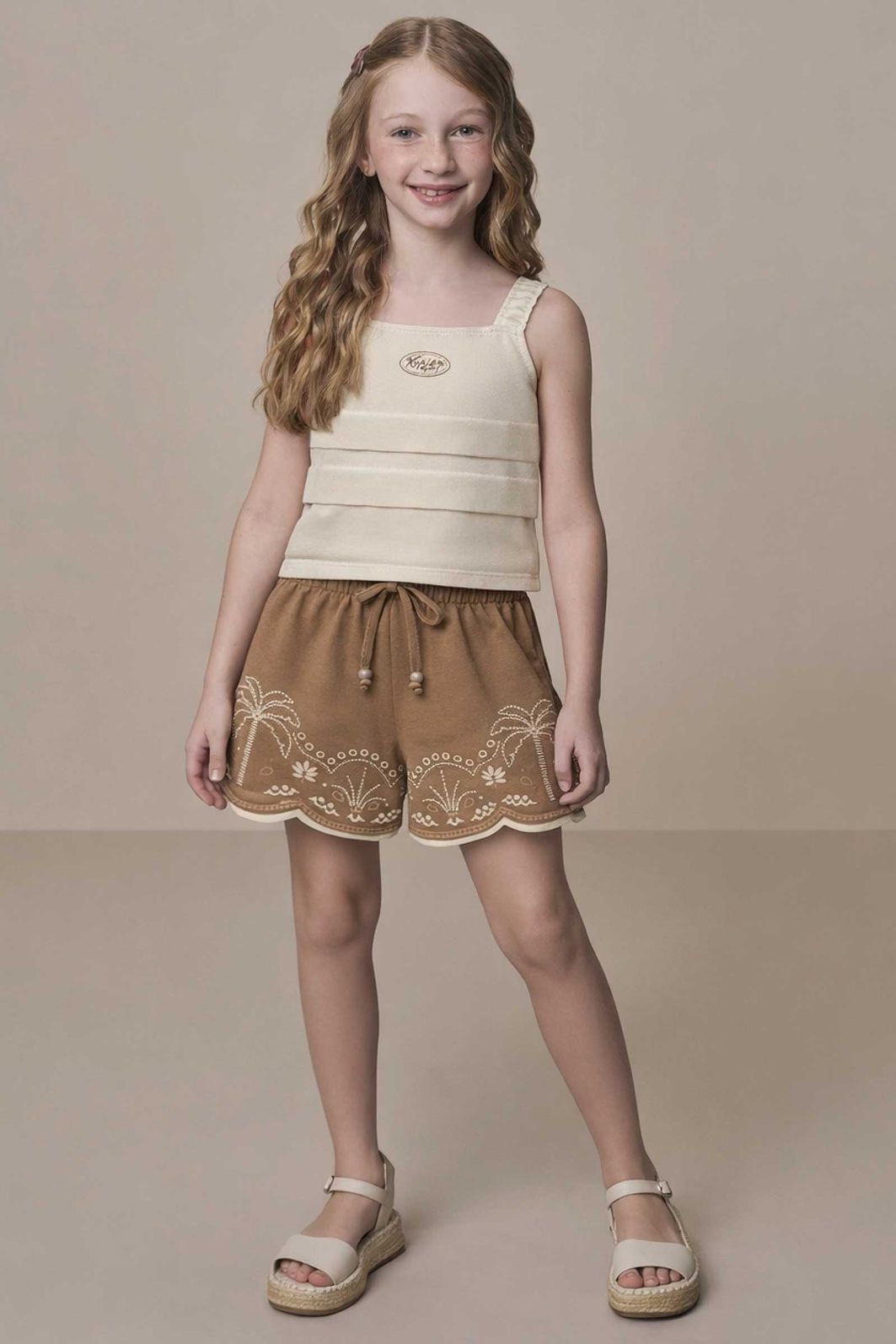 Conjunto de blusa e shorts em cotton 21817 Kukiê Infantil Menina Conjunto de blusa e shorts em cotton 21817 Kukiê Infantil Menina