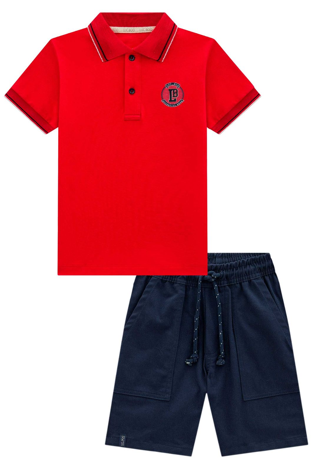 Conjunto de camisa polo em meia malha e bermuda em sarja girassol com elastano 98433 LucBoo Infantil Menino Conjunto de camisa polo em meia malha e bermuda em sarja girassol com elastano 98433 LucBoo Infantil Menino