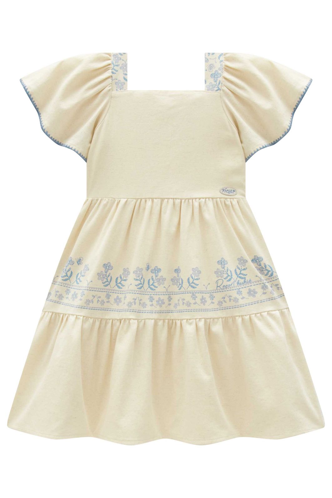 Vestido em linho santorini com elastano 99685 Kukiê Infantil Menina Vestido em linho santorini com elastano 99685 Kukiê Infantil Menina