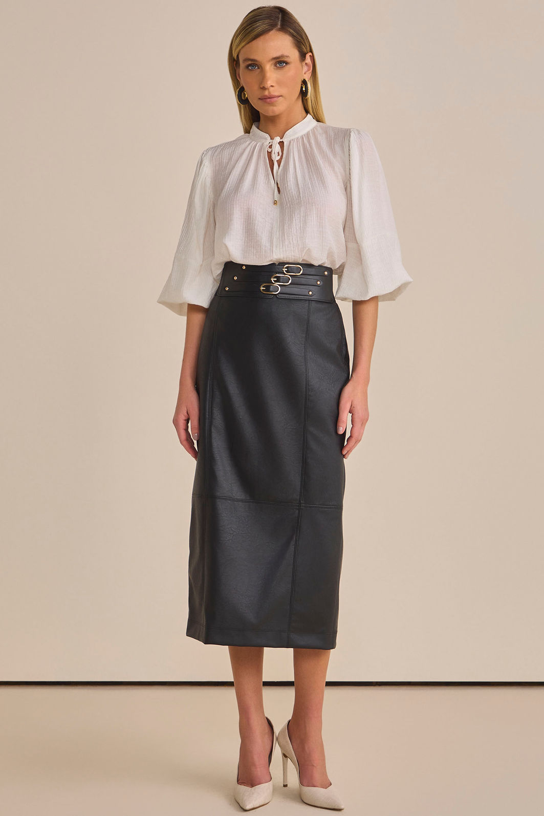 Bata em chiffon jacquard listrado 94905 Linzzi