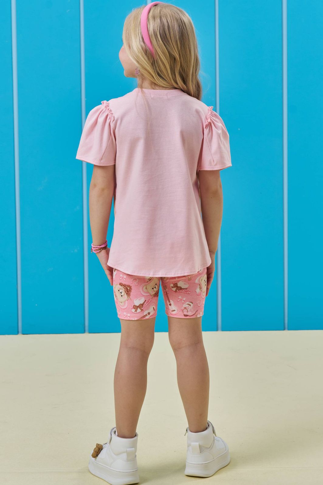 Conjunto de blusa em meia malha e bermuda biker em molecotton 95990 Kukiê Infantil Menina Conjunto de blusa em meia malha e bermuda biker em molecotton 95990 Kukiê Infantil Menina