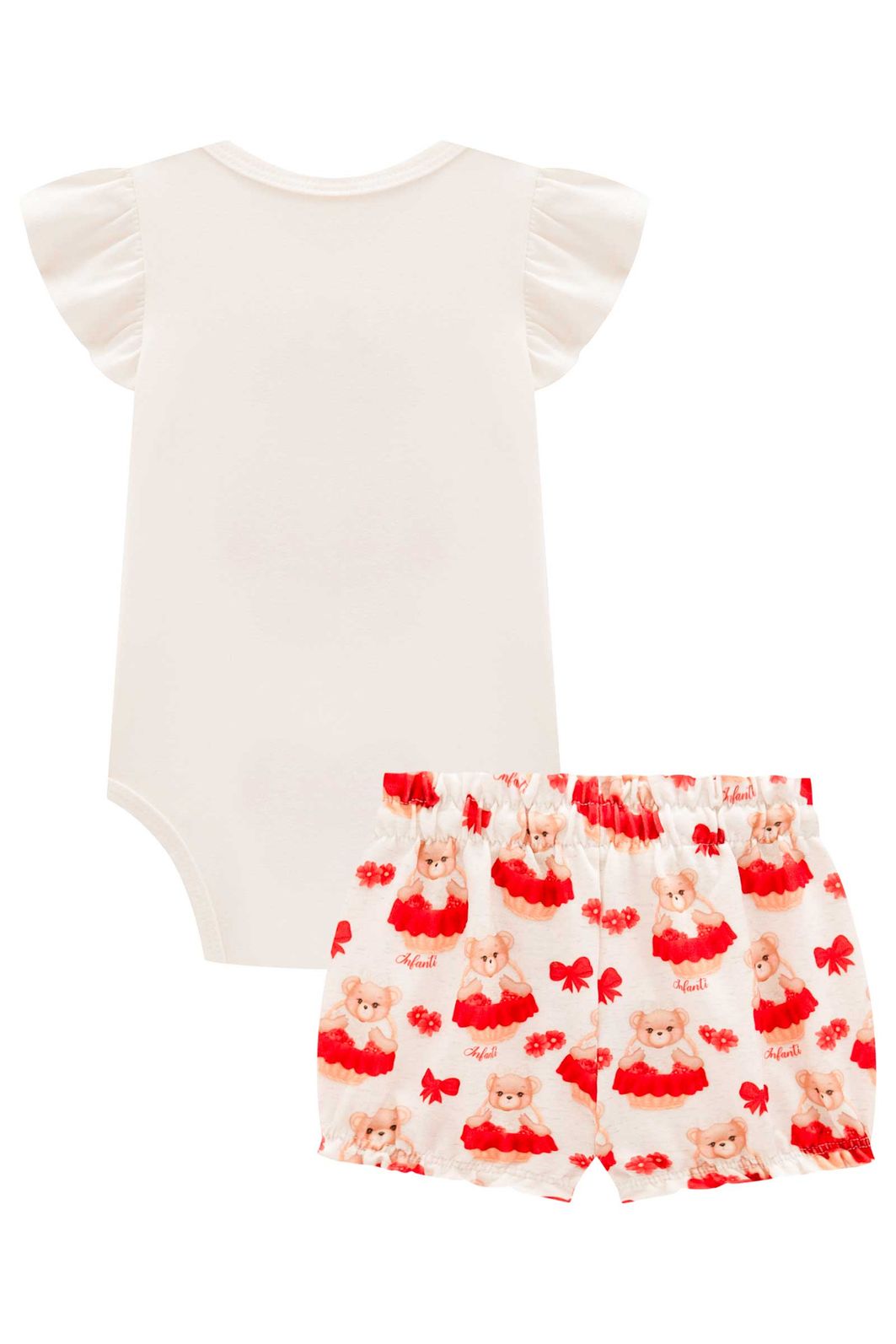 Conjunto de body em cotton com shorts em molecotton 99181 Infanti Bebê Menina